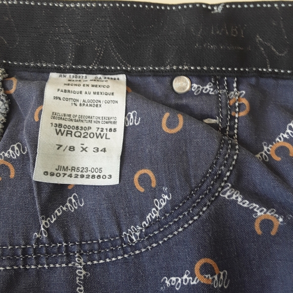 WRANGLE Q-BABY EMBELLISHED POCKETS BOOT CUT JEANS SZ 7/8 X 34 - Picture 10 of 10